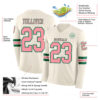 Custom Cream Medium Pink-Kelly Green Long Sleeve Authentic Football Jersey