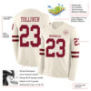 Custom Cream Crimson Long Sleeve Authentic Football Jersey