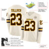 Custom Cream Brown-Gold Long Sleeve Authentic Football Jersey