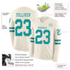 Custom Cream Teal Long Sleeve Authentic Football Jersey