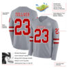 Custom Gray Red-White Long Sleeve Authentic Football Jersey