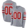 Custom Gray Red-White Long Sleeve Authentic Football Jersey
