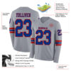 Custom Gray Royal-Red Long Sleeve Authentic Football Jersey
