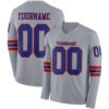 Custom Gray Royal-Red Long Sleeve Authentic Football Jersey
