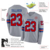 Custom Gray Red-Royal Long Sleeve Authentic Football Jersey