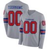 Custom Gray Red-Royal Long Sleeve Authentic Football Jersey