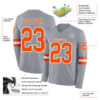 Custom Gray Orange-White Long Sleeve Authentic Football Jersey