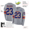 Custom Gray Royal-Orange Long Sleeve Authentic Football Jersey