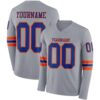 Custom Gray Royal-Orange Long Sleeve Authentic Football Jersey