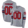 Custom Gray Red-Navy Long Sleeve Authentic Football Jersey