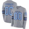 Custom Gray Light Blue-Navy Long Sleeve Authentic Football Jersey