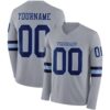 Custom Gray Navy-Light Blue Long Sleeve Authentic Football Jersey