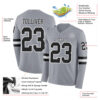 Custom Gray Black-White Long Sleeve Authentic Football Jersey