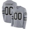 Custom Gray Black-White Long Sleeve Authentic Football Jersey