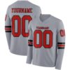 Custom Gray Red-Black Long Sleeve Authentic Football Jersey