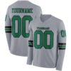 Custom Gray Kelly Green-Black Long Sleeve Authentic Football Jersey