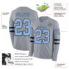 Custom Gray Light Blue-Black Long Sleeve Authentic Football Jersey