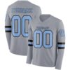 Custom Gray Light Blue-Black Long Sleeve Authentic Football Jersey