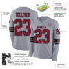 Custom Gray Crimson-Black Long Sleeve Authentic Football Jersey