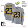 Custom Gray Black-Gold Long Sleeve Authentic Football Jersey