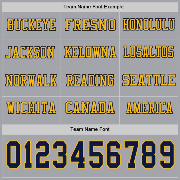 Custom Gray Navy-Gold Long Sleeve Authentic Football Jersey