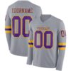 Custom Gray Purple-Gold Long Sleeve Authentic Football Jersey