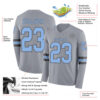 Custom Gray Light Blue-Steel Gray Long Sleeve Authentic Football Jersey