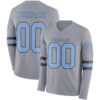 Custom Gray Light Blue-Steel Gray Long Sleeve Authentic Football Jersey