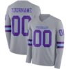 Custom Gray Purple-Light Blue Long Sleeve Authentic Football Jersey