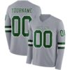 Custom Gray Green-White Long Sleeve Authentic Football Jersey