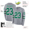 Custom Gray Kelly Green-White Long Sleeve Authentic Football Jersey