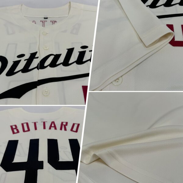 Custom Cream Black-Crimson Authentic Baseball Jersey