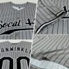 Custom Gray Black Pinstripe Black-White Authentic Baseball Jersey