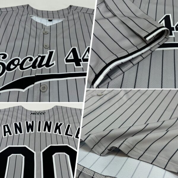 Custom Gray Black Pinstripe Black-White Authentic Baseball Jersey