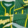 Custom Green White Pinstripe White-Gold Authentic Baseball Jersey