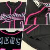 Custom Black Black-Pink Authentic Baseball Jersey
