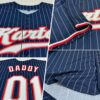 Custom Navy White Pinstripe White-Red Authentic Baseball Jersey