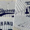 Custom White Navy Pinstripe Navy Authentic Baseball Jersey