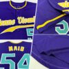 Custom Purple Aqua-Gold Authentic Baseball Jersey