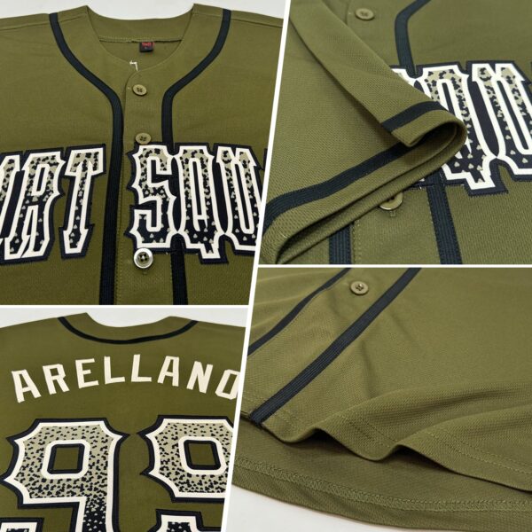 Custom Olive Black-Cream Authentic Drift Fashion Salute To Service Baseball Jersey
