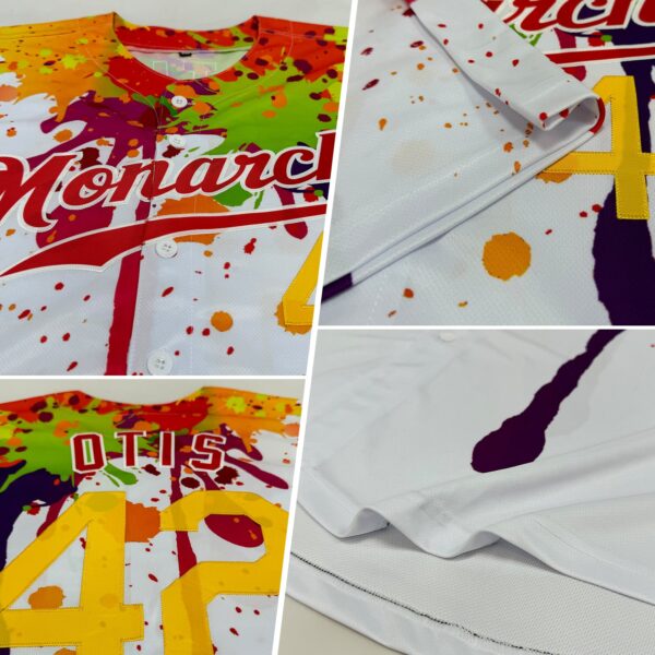 Custom 3D Pattern Design Colorful Bright Ink Splashes Authentic Baseball Jersey