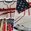 Custom Cream Red-Navy 3D American Flag Authentic Baseball Jersey