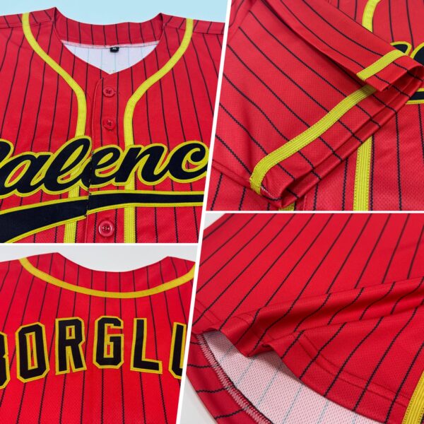 Custom Red Black Pinstripe Old Gold Authentic Baseball Jersey