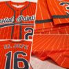 Custom Orange White Pinstripe Steel Gray Authentic Baseball Jersey