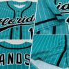 Custom Aqua White Pinstripe Black Authentic Baseball Jersey