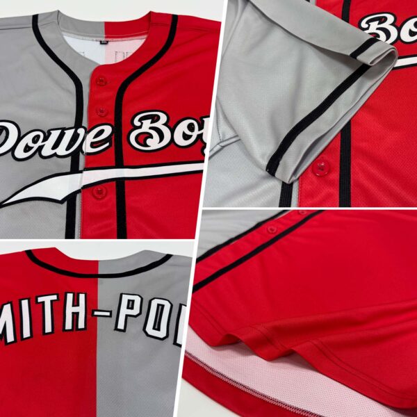 Custom Red Black-Gray Authentic Split Fashion Baseball Jersey