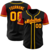 Custom Black Gold-Red Authentic Two Tone Baseball The Mutha Funk Jersey