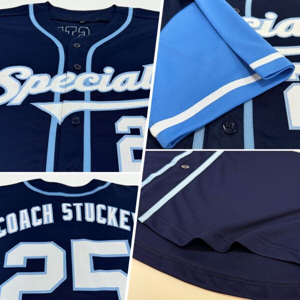Custom Navy White-Light Blue Authentic Two Tone Baseball Jersey