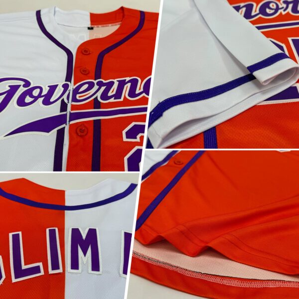 Custom Orange Purple-White Authentic Split Fashion Baseball Jersey