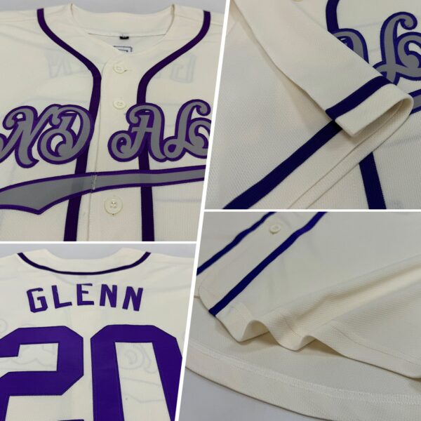 Custom Cream Purple-Gray Authentic Baseball Jersey